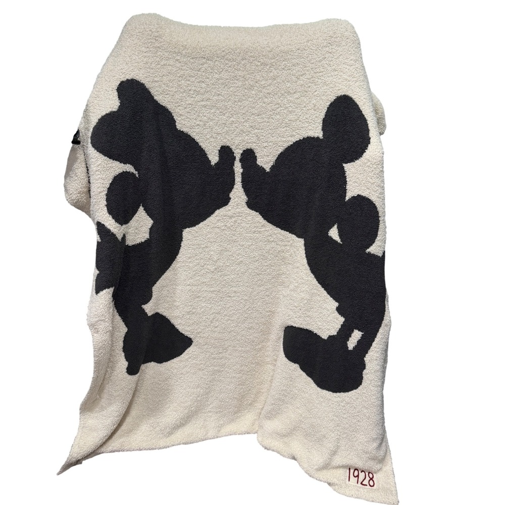 Barefoot Dreams Disney Mickey Minnie Mouse CozyChic Blanket Carbon Cream D103